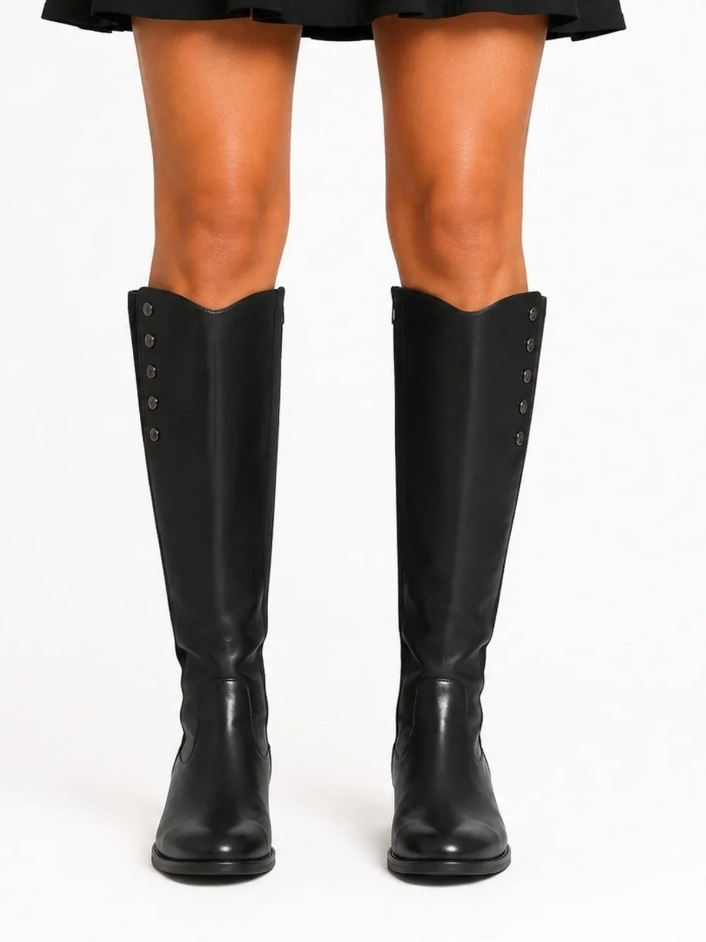 Tahari Black Over-the-Knee Button-Trim Riding Boots Women Size 8.5 Leather Upper